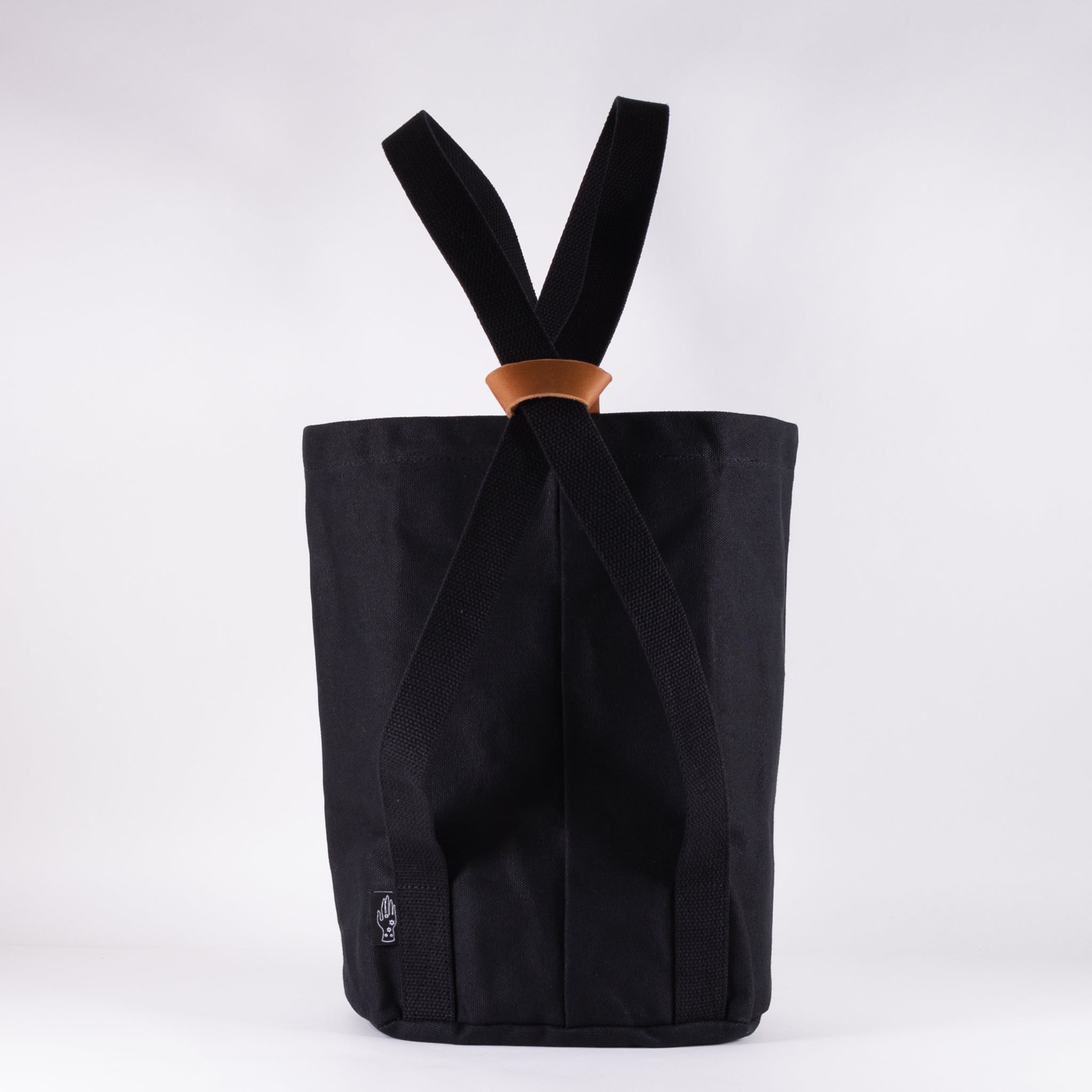 Cream Black Vegan Leather and Knit Material Backpack