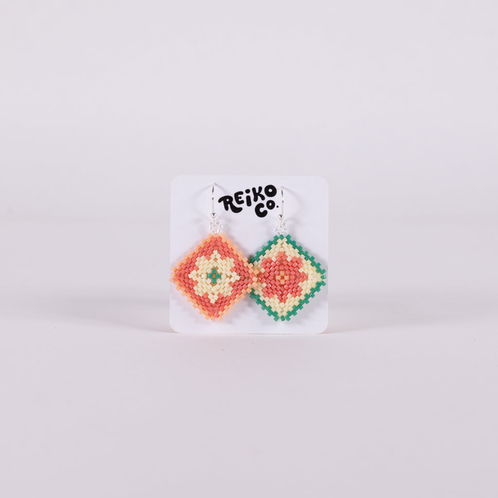 Flower Quilt Square Earrings from Reiko Co.