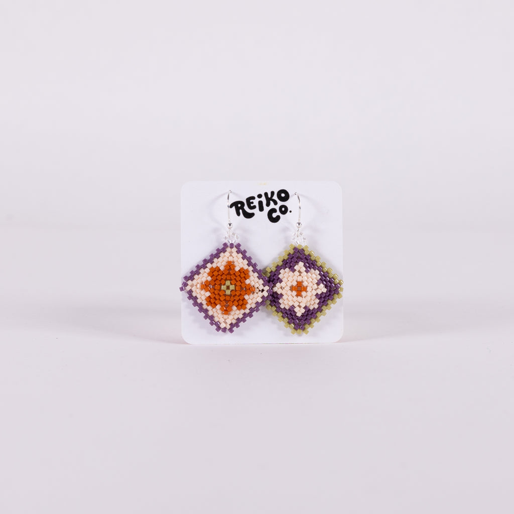 Flower Quilt Square Earrings from Reiko Co.