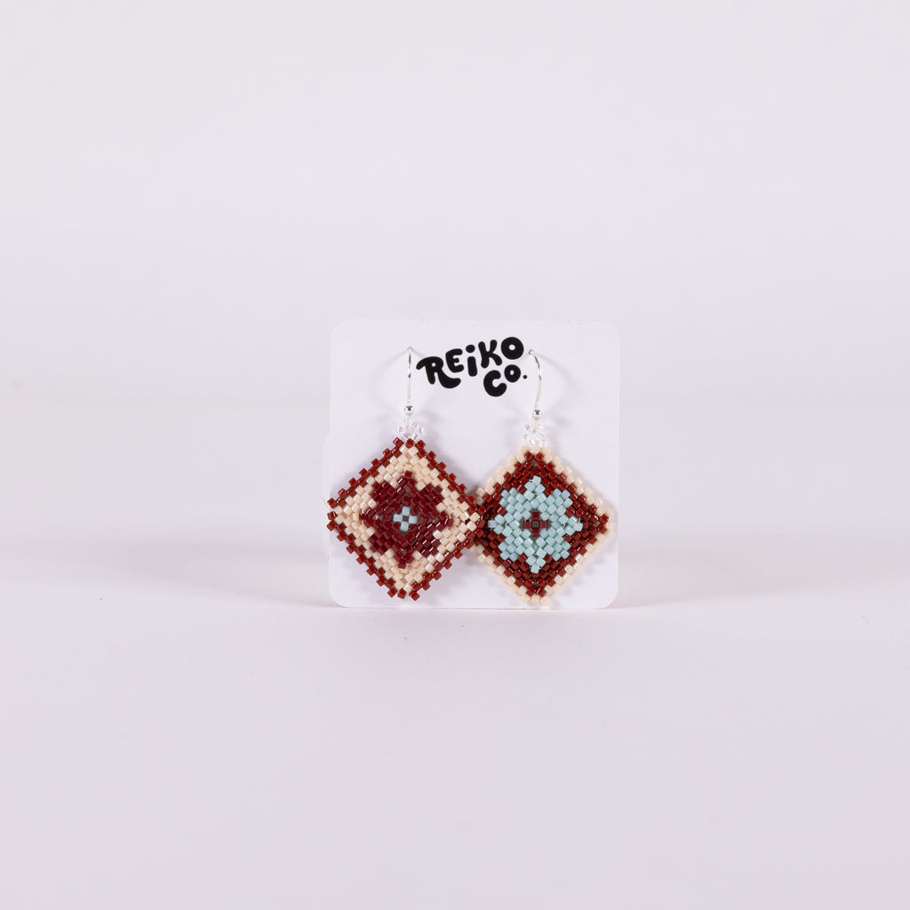 Flower Quilt Square Earrings from Reiko Co.