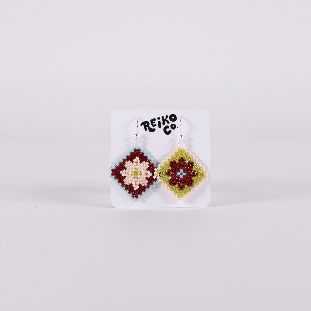 Flower Quilt Square Earrings from Reiko Co.