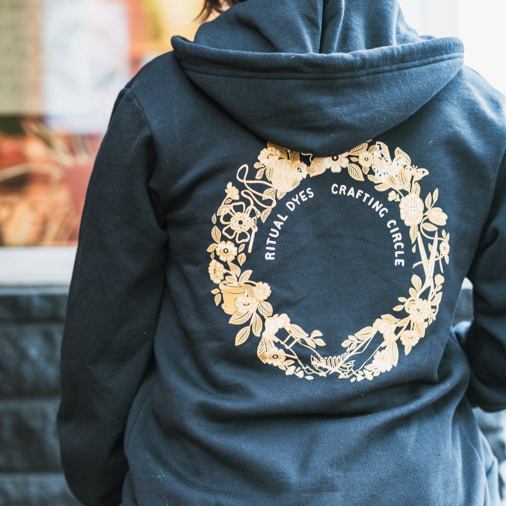 Crafting Circle Zip-up Hoodies from Ritual Dyes