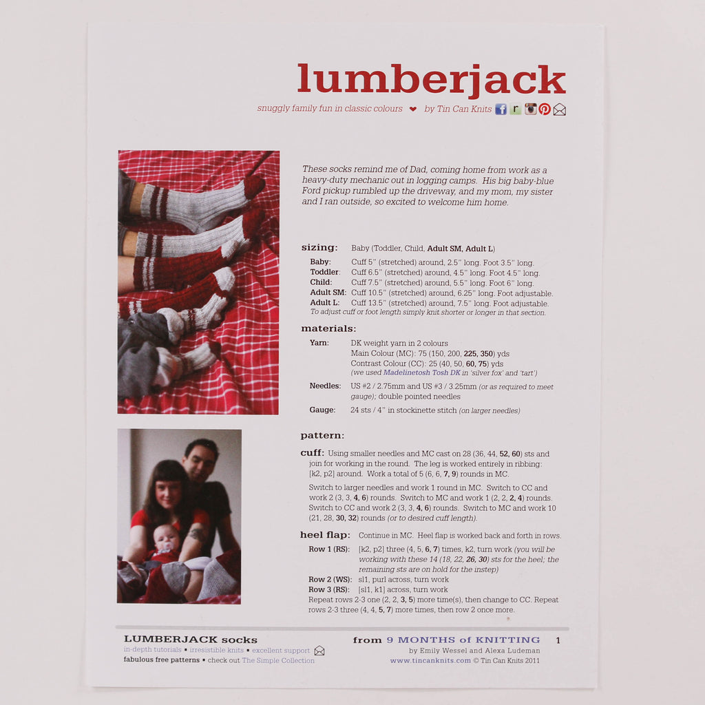 Lumberjack Socks by Tin Can Knits - Printed Pattern