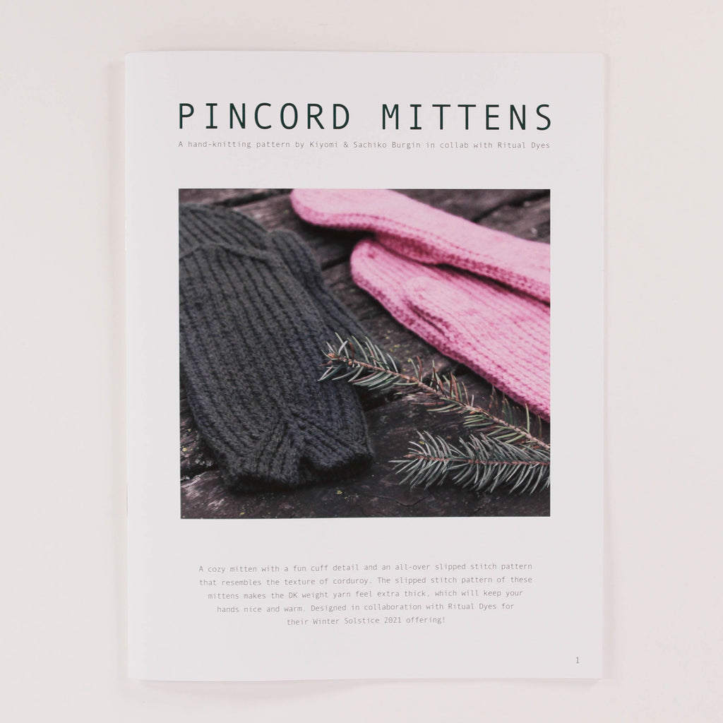 Pincord Mittens Pattern by Kiyomi & Sachiko Burgin - Printed Pattern